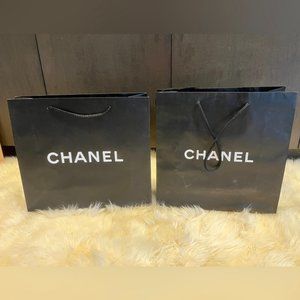 Set of 2 Chanel Vintage Shopping Bags Black authentic